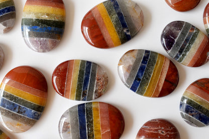 Bonded Chakra Worry Stones, Pocket Crystal, Thumb Stones