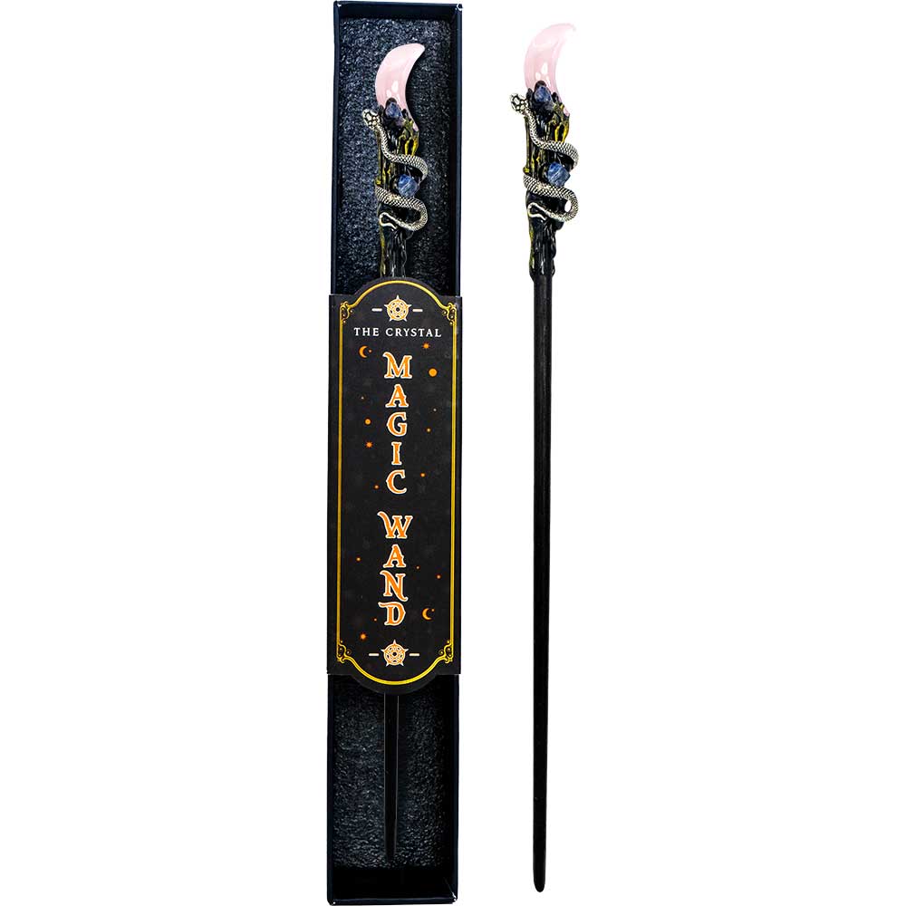 Magic Wand w/ Gift Box - Rose Quartz Moon & Snake (Each)