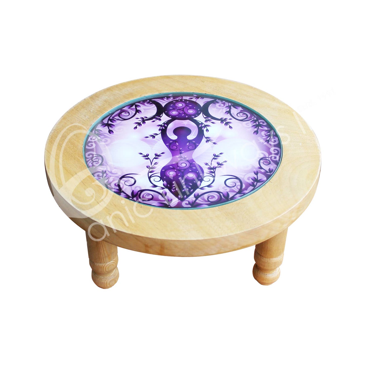 (PC)ALTAR TABLE - WOOD PRINTED SPRING GODDESS 12"DIA. X 4"H