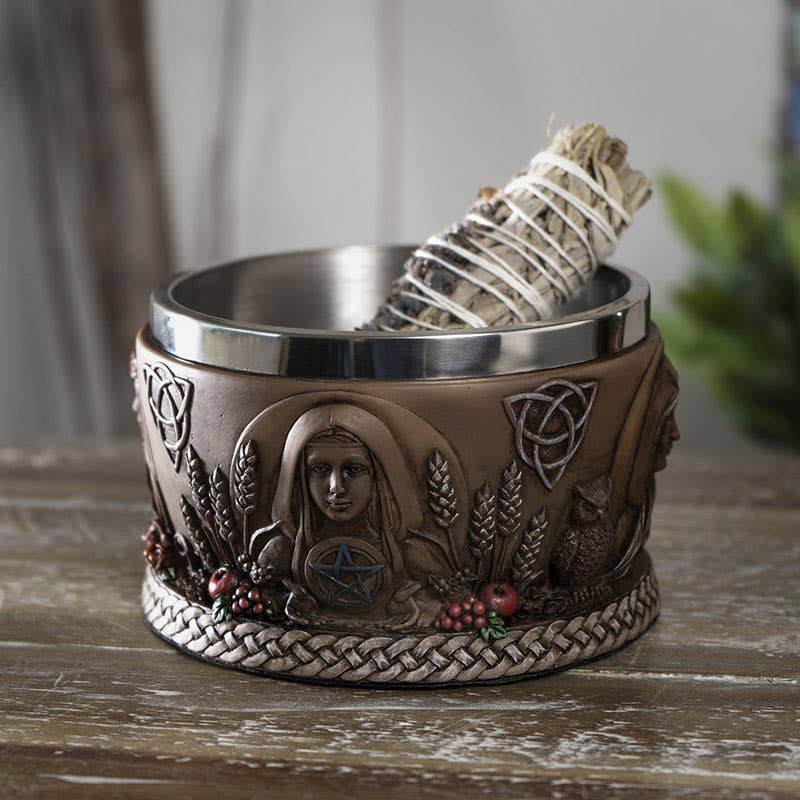 Triple Goddess Resin Smudge Ritual Offering Bowl