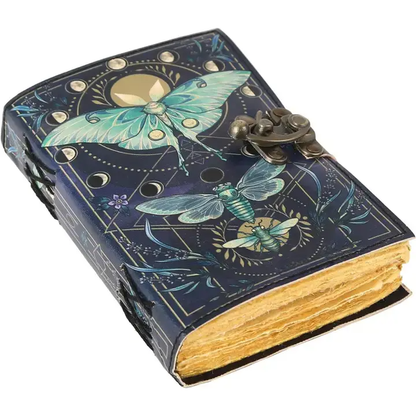 TUZECH Book of Spells Leather Bound Journal Deckle Edge Paper Grimoire Printed Diary Third Eye Notebook Spiral Gothic Notebook Antique Vintage Book for Men and Women