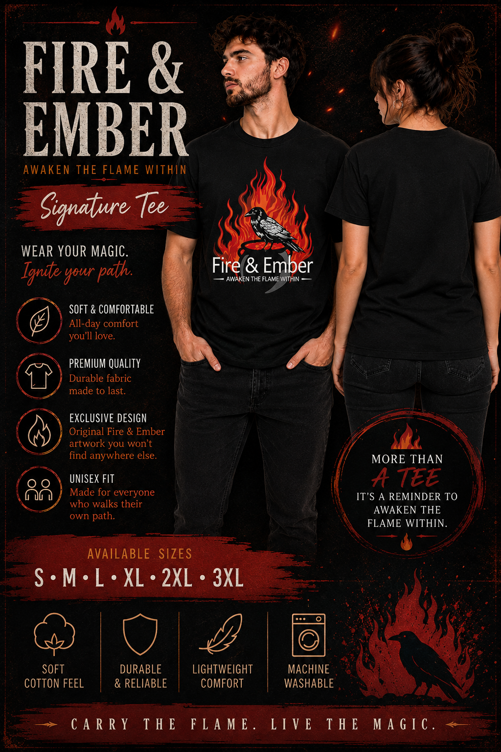 Fire & Ember Signature Front Logo Only T-Shirt