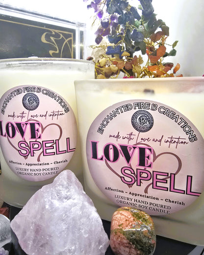 Wickless, Hand Poured, Organic, Soy, Candle~ Love Spell
