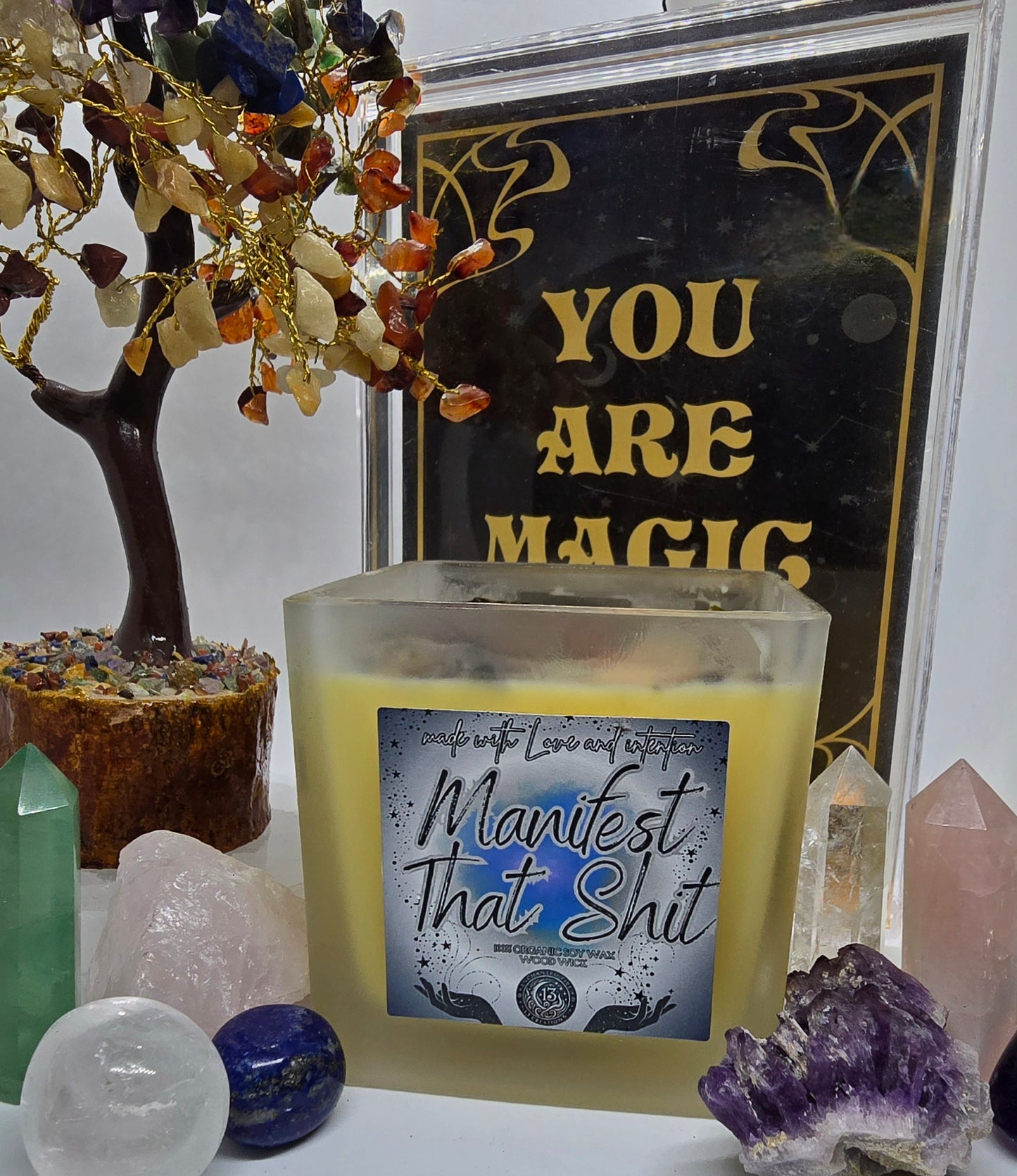 Wickless, Hand Poured, Organic, Soy, Candle~ Manifest That Shit