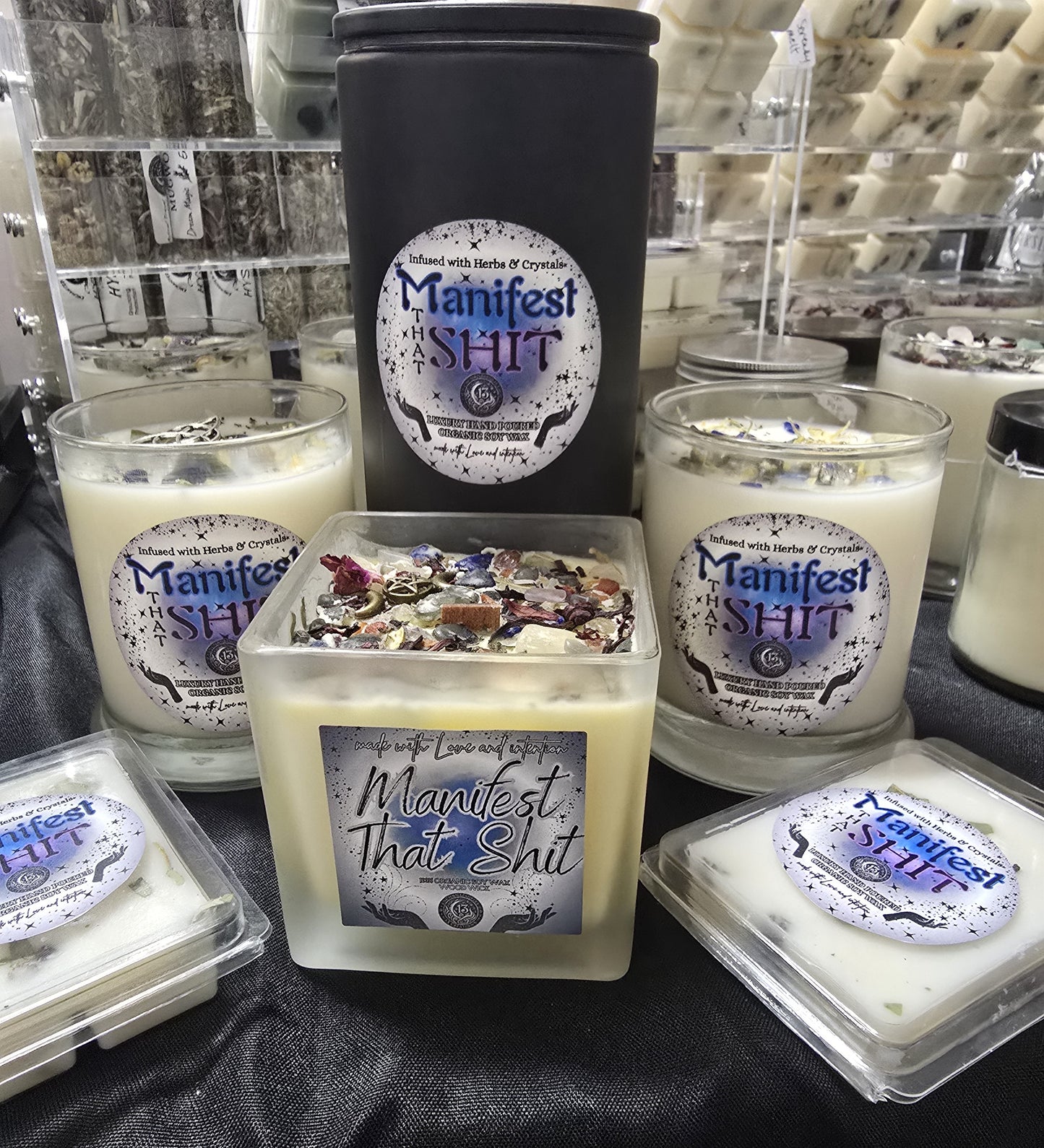 Wickless, Hand Poured, Organic, Soy, Candle~ Manifest That Shit