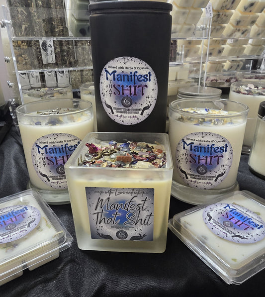 Wickless, Hand Poured, Organic, Soy, Candle~ Manifest That Shit