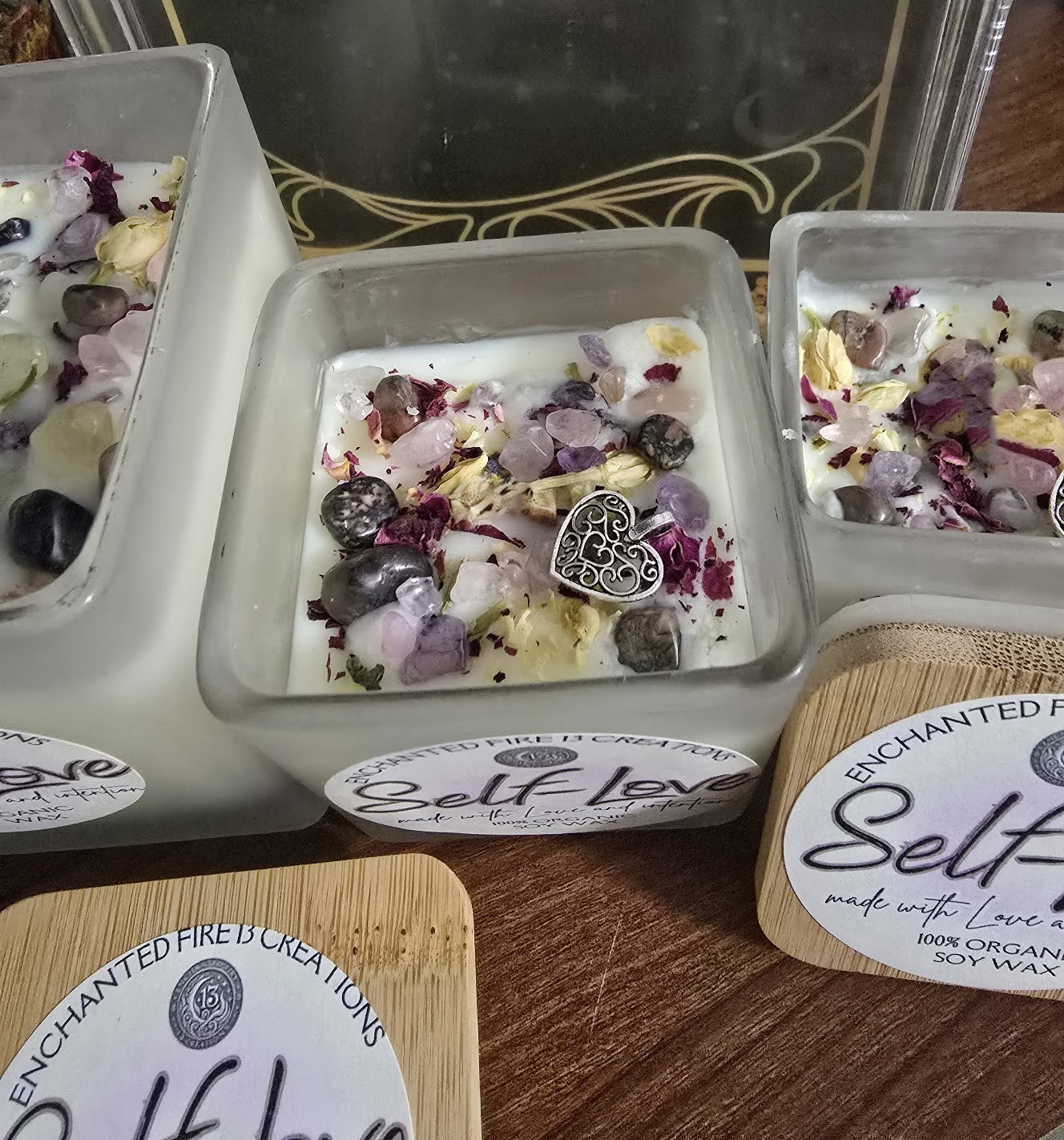 Wickless, Hand Poured, Organic, Soy, Candle~ Self-Love