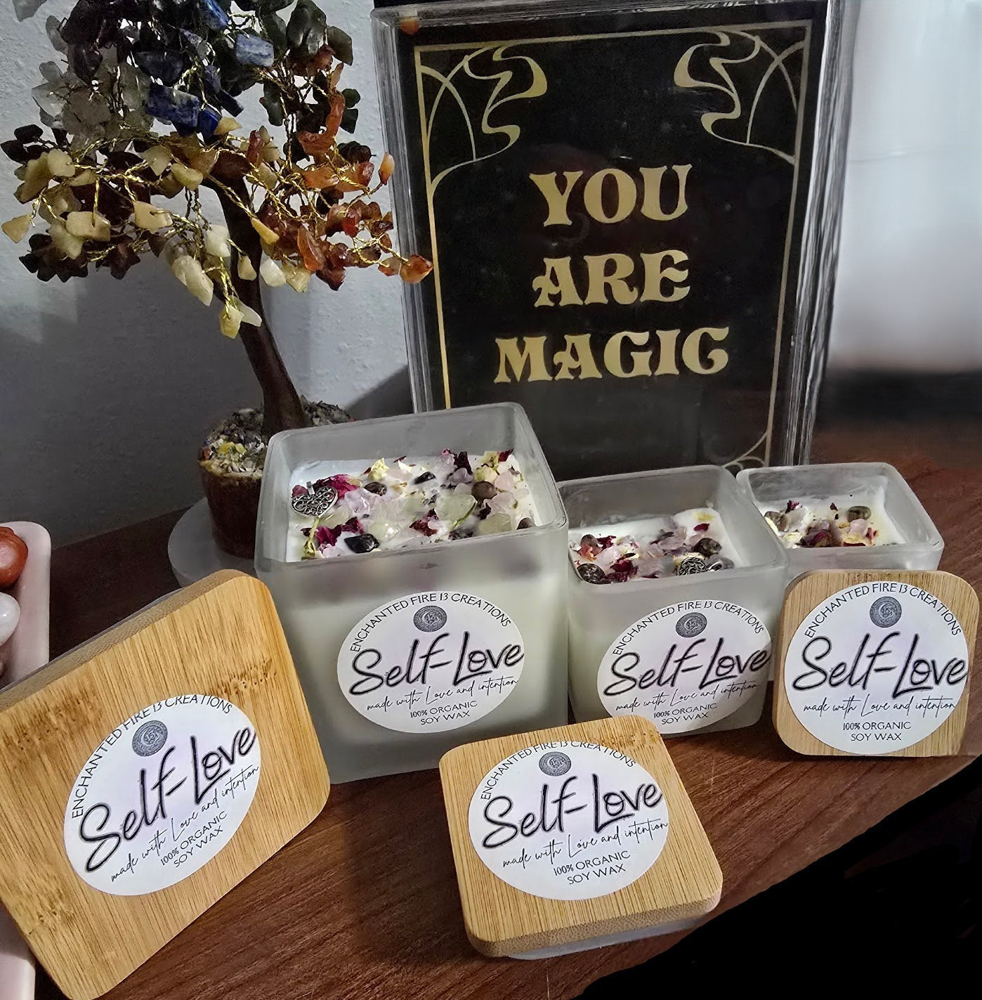 Wickless, Hand Poured, Organic, Soy, Candle~ Self-Love