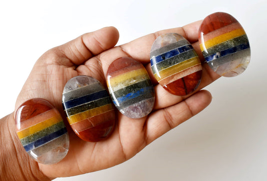 Bonded Chakra Worry Stones, Pocket Crystal, Thumb Stones