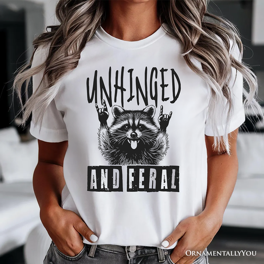Unhinged and Feral Raccoon T-Shirt, Funny Rock Hands Tee