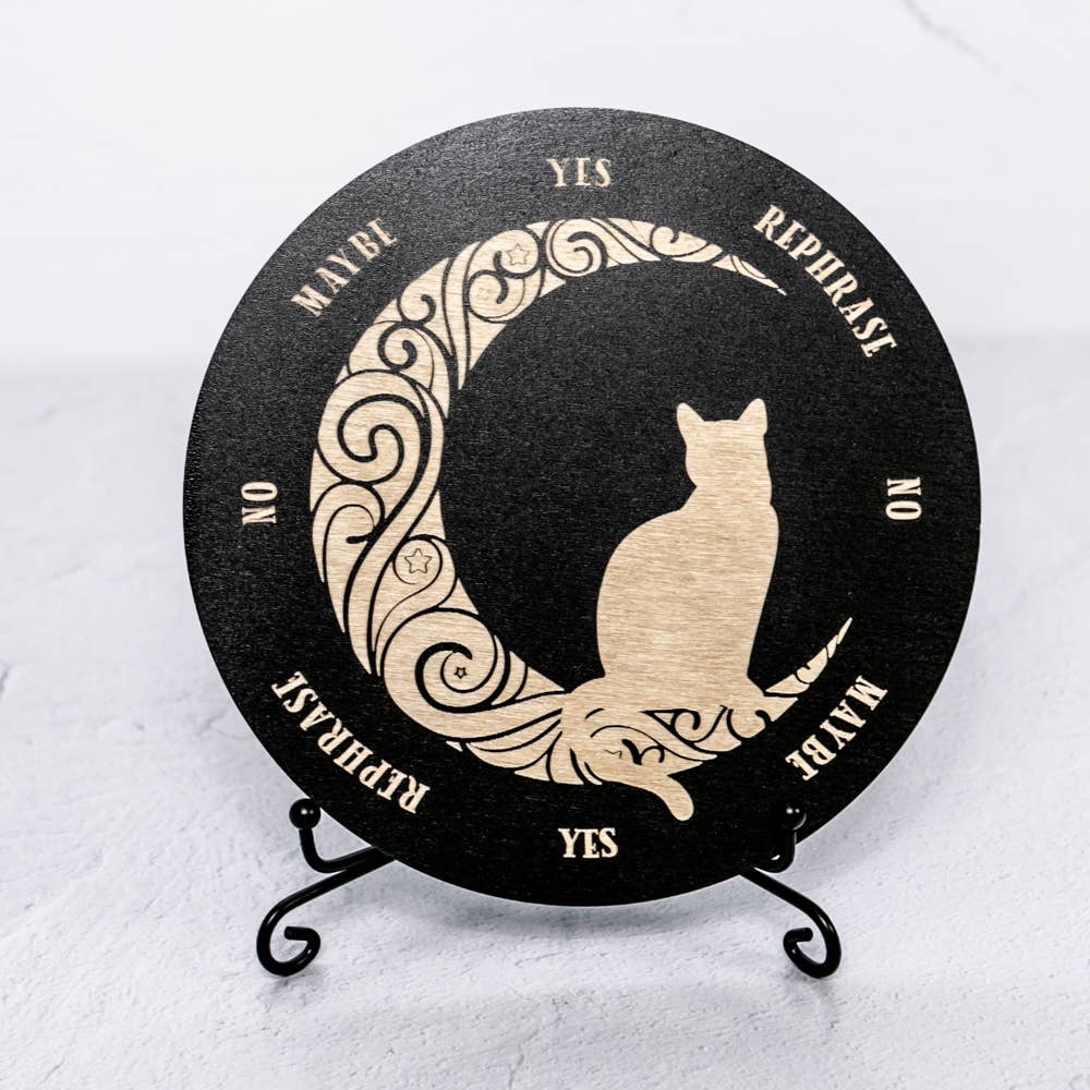 Crescent Moon Cat Pendulum Board Metaphysical Intention