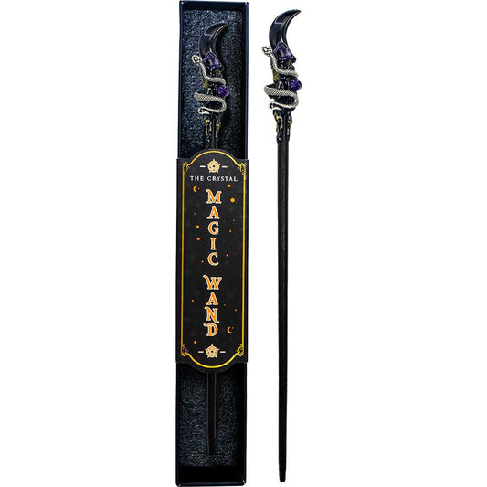 Magic Wand w/ Gift Box - Black Obsidian Moon & Snake (Each)