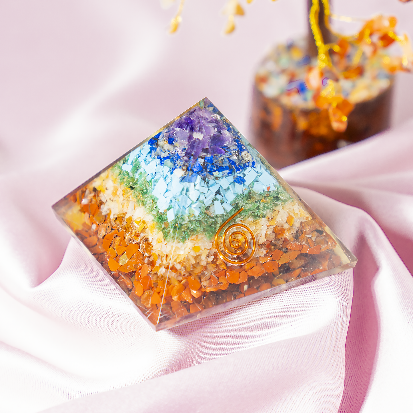 Orgone Pyramid | 7 Chakra Pyramid | Crystal Energy Pyramid