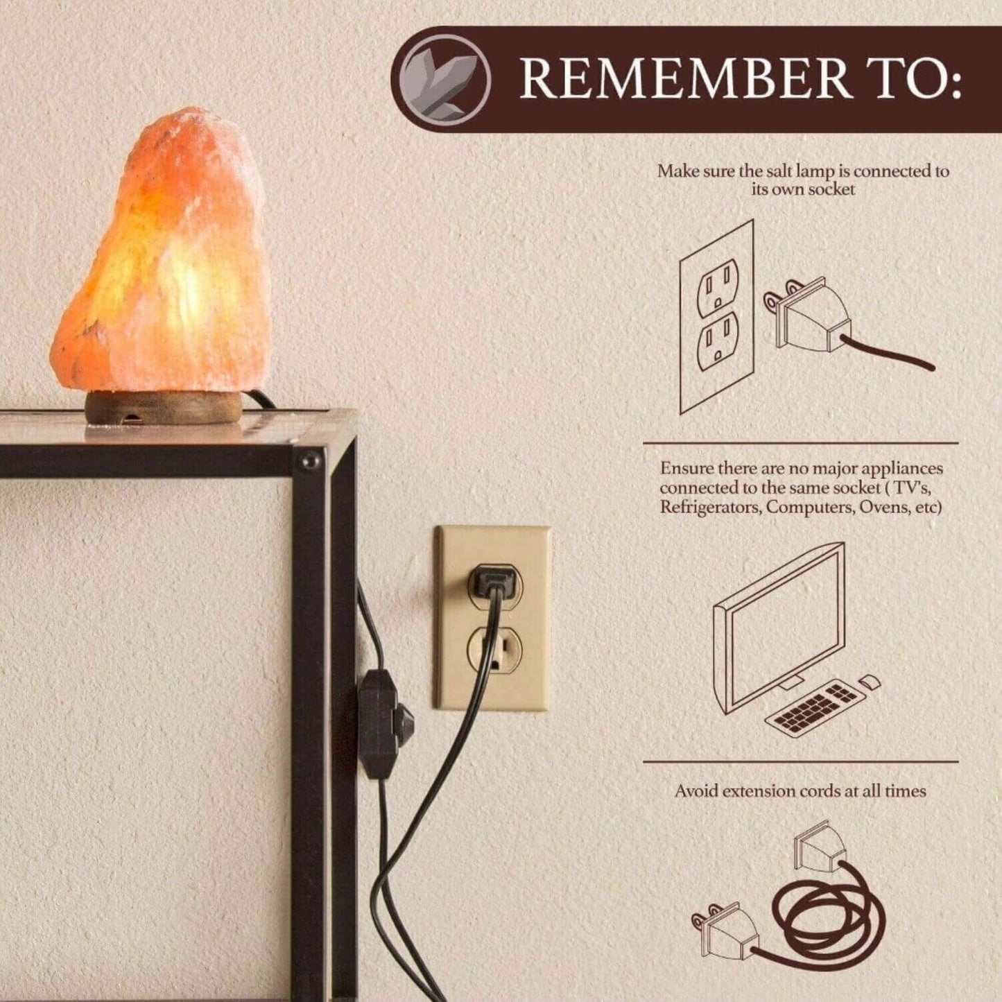 Fire Bowl Himalayan Salt Lamp (6–9 lb) W/ Bulb & Dimmer Cord