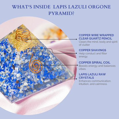 Orgone Pyramid | Lapis Lazuli with Crystal Point Pyramid