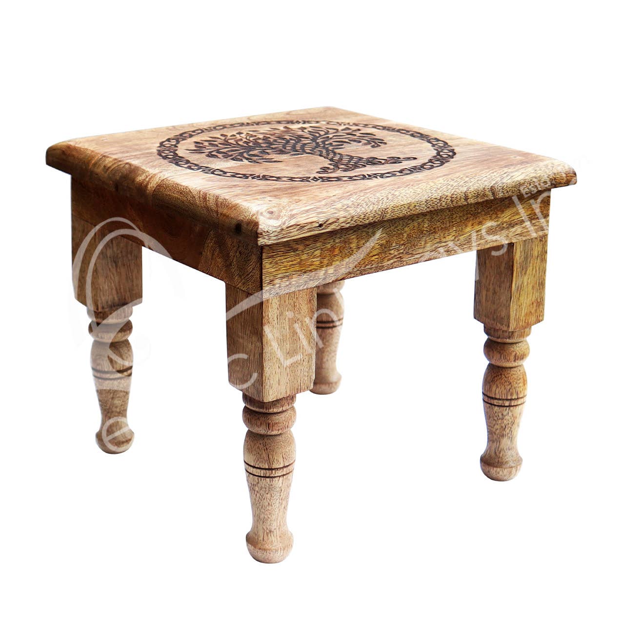 (PC)ALTAR TABLE - MANGO WOOD ENGRAVED TREE OF LIFE 9 X 8"H