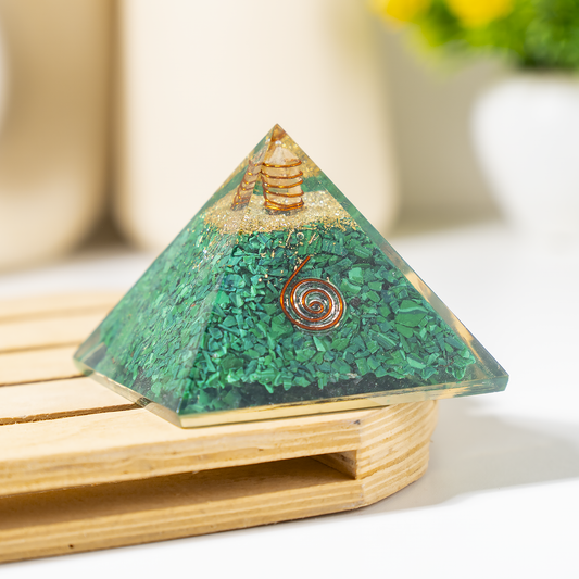 Orgone Pyramid |Synthetic Malachite | Crystal Energy Pyramid