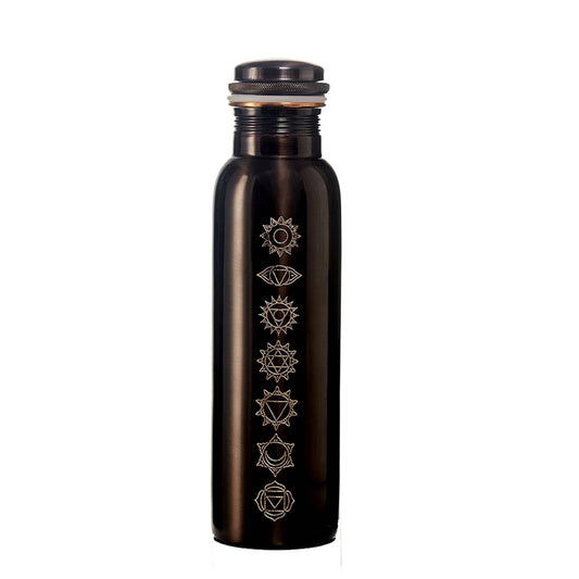 Copper Water Bottle, 7 Chakras Engraved (32 oz)
