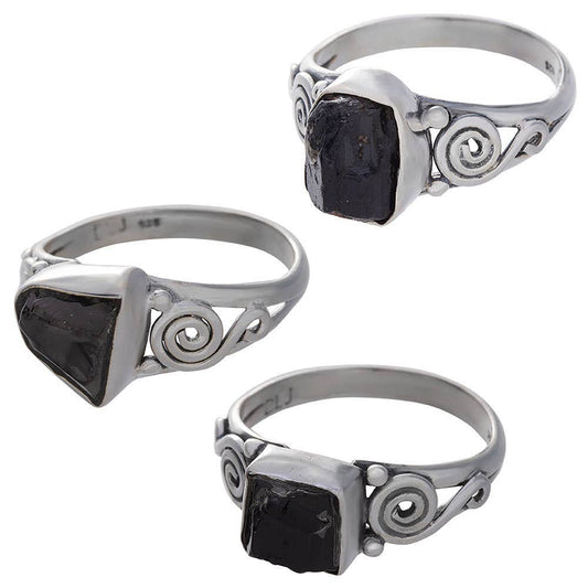 Shungite Assorted Shapes Spiral Band Ring