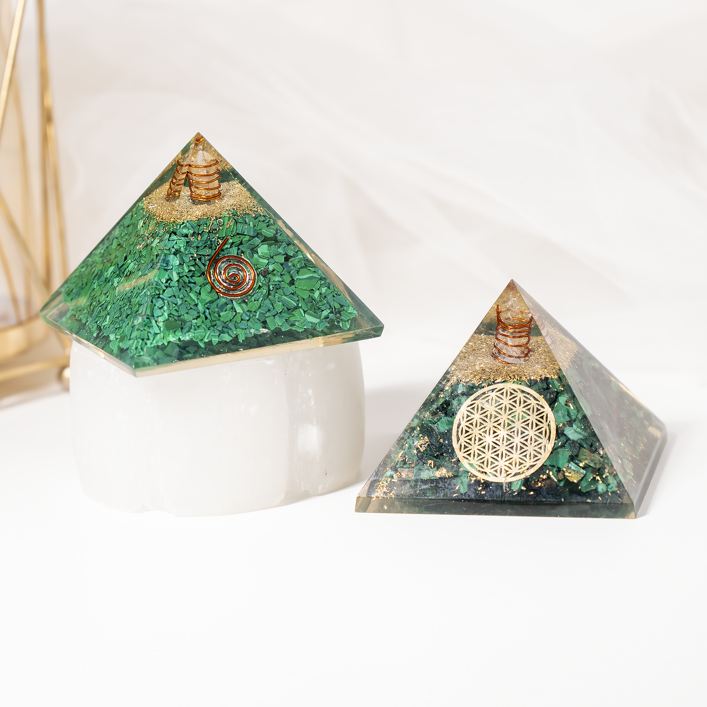 Orgone Pyramid |Synthetic Malachite | Crystal Energy Pyramid
