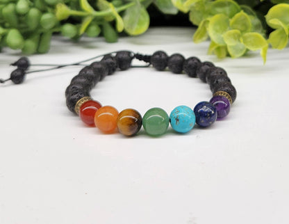 Chakra Semi-Precious Gemstone Adjustable Bracelet 8mm