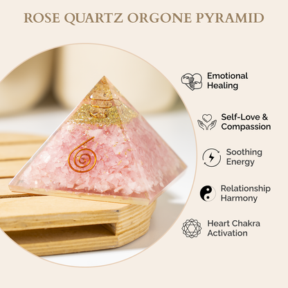 Orgone Pyramid | Rose Quartz with Crystal Point Pyramid