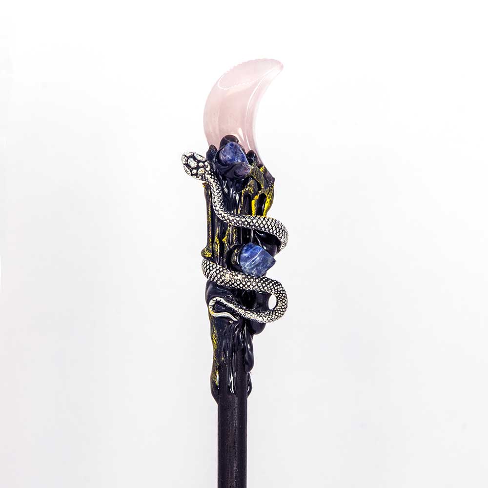 Magic Wand w/ Gift Box - Rose Quartz Moon & Snake (Each)