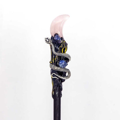 Magic Wand w/ Gift Box - Rose Quartz Moon & Snake (Each)