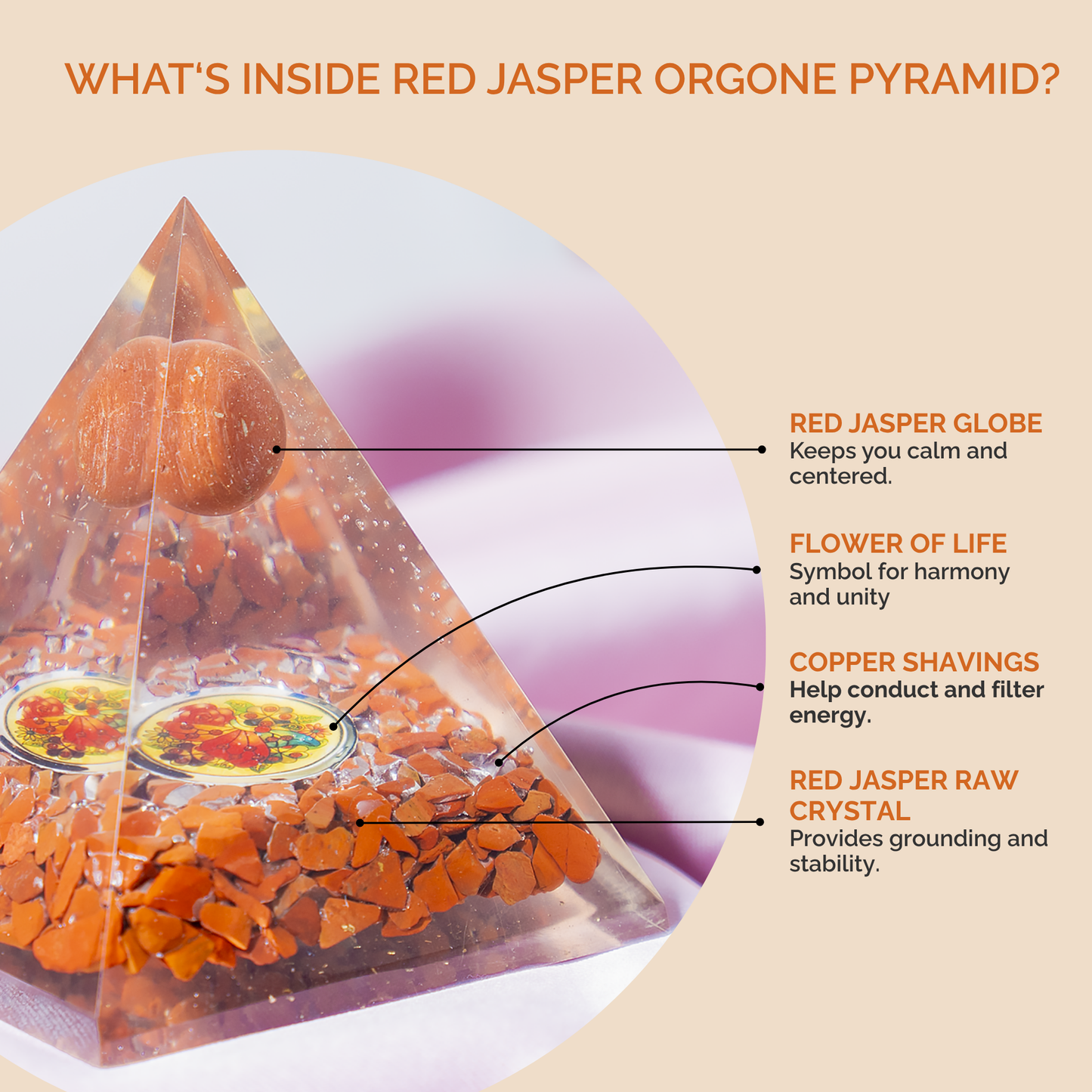 Orgone Pyramid | Red Jasper Pyramid | Crystal Energy Pyramid