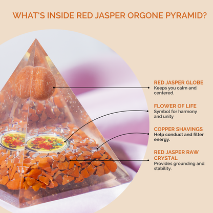 Orgone Pyramid | Red Jasper Pyramid | Crystal Energy Pyramid