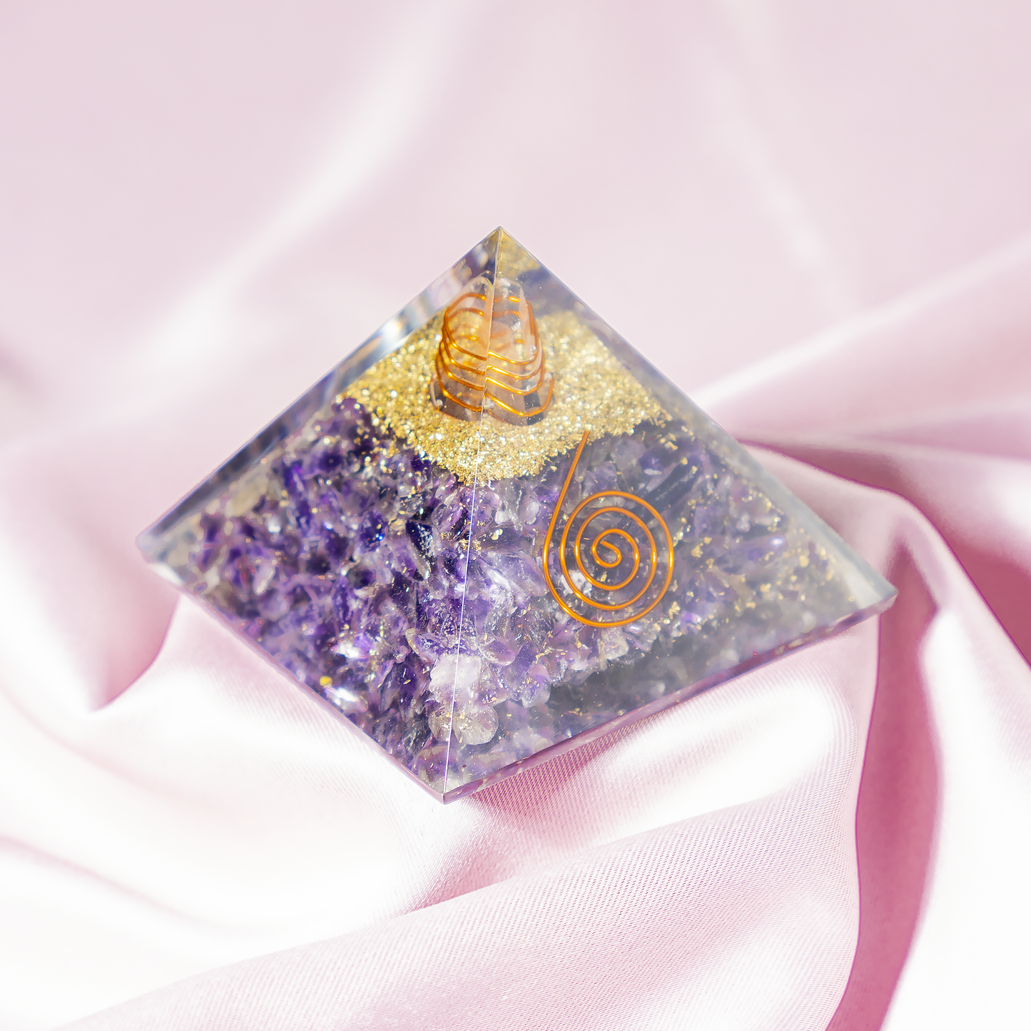 Orgone Pyramid | Amethyst with Crystal Point Orgone Pyramid