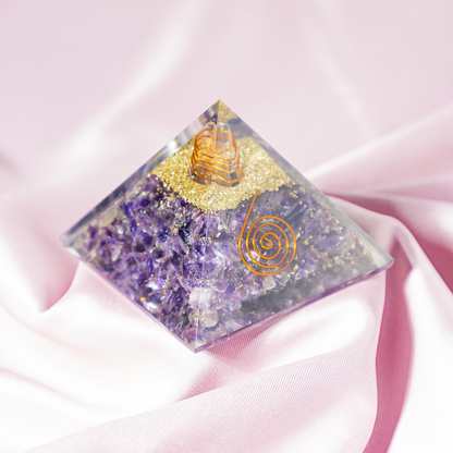 Orgone Pyramid | Amethyst with Crystal Point Orgone Pyramid