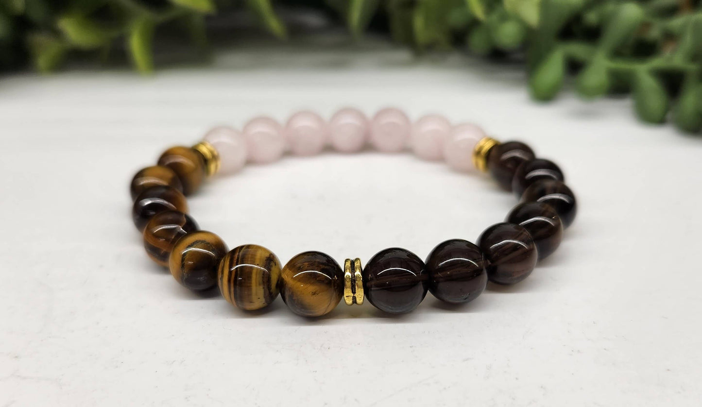 RELEASING THE PAST-Rose Quartz/Smoky Quartz/Yellow Tiger Eye