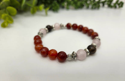 GRIEF /LOSS-Band.Carnelian/Rose Quartz/Smoky Quartz-Bracelet
