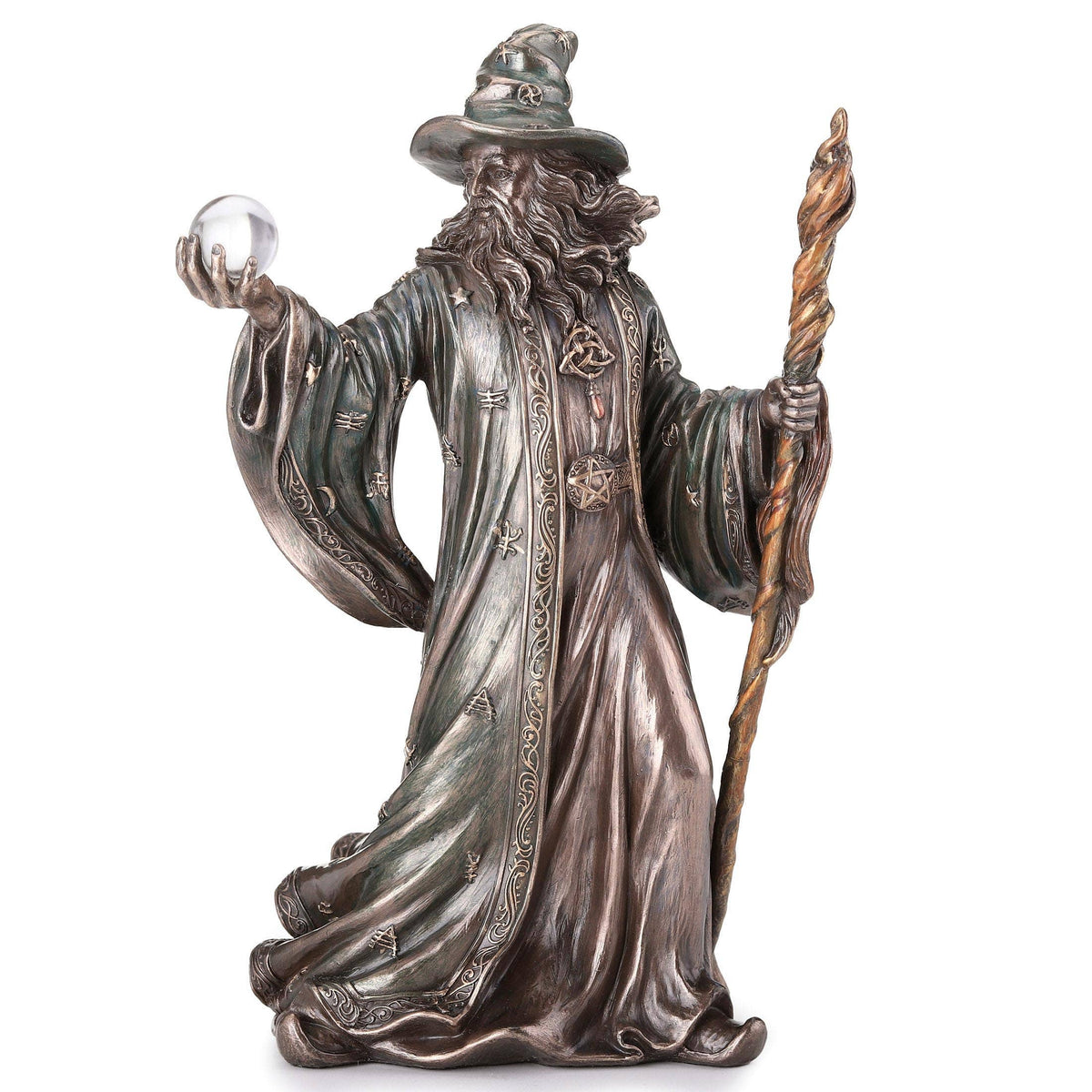 Wizard Holding Crystal Ball And Staff