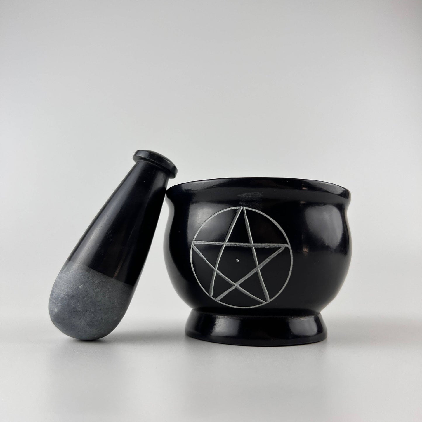 3-Pentacle Soapstone Mortar & Pestle - 3"H, 4"D SBR519