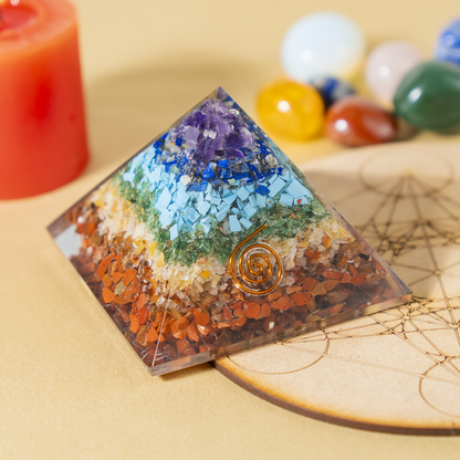 Orgone Pyramid | 7 Chakra Pyramid | Crystal Energy Pyramid