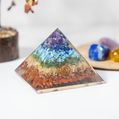 Orgone Pyramid | 7 Chakra Pyramid | Crystal Energy Pyramid