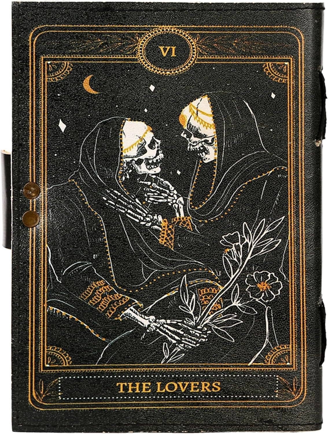 TUZECH Book of Spells Leather Bound Journal Deckle Edge Paper Grimoire Printed Diary Third Eye Notebook Spiral Gothic Notebook Antique Vintage Book for Men and Women