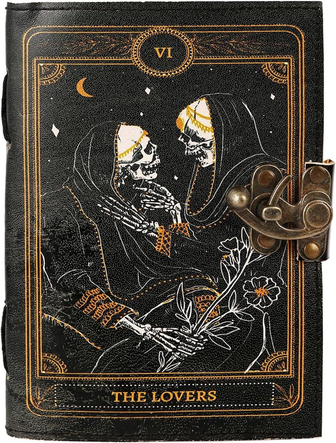 TUZECH Book of Spells Leather Bound Journal Deckle Edge Paper Grimoire Printed Diary Third Eye Notebook Spiral Gothic Notebook Antique Vintage Book for Men and Women