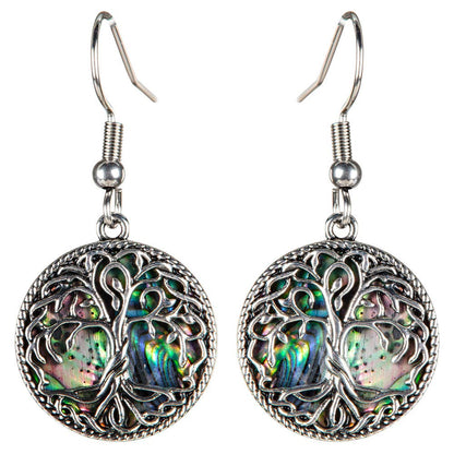 ABALONE SHELL TREE OF LIFE EARRINGS