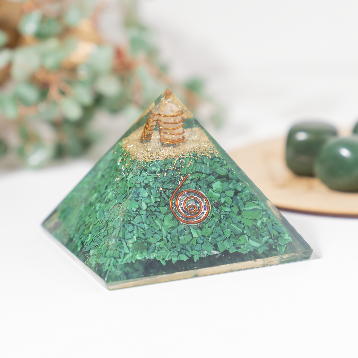 Orgone Pyramid |Synthetic Malachite | Crystal Energy Pyramid