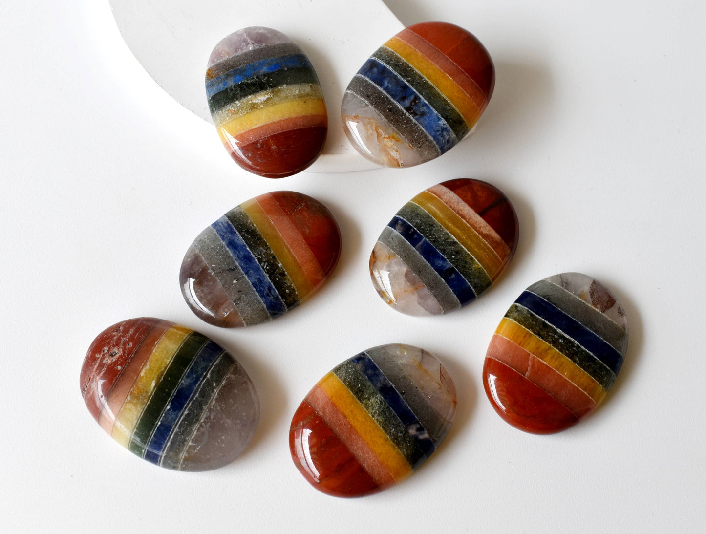 Bonded Chakra Worry Stones, Pocket Crystal, Thumb Stones