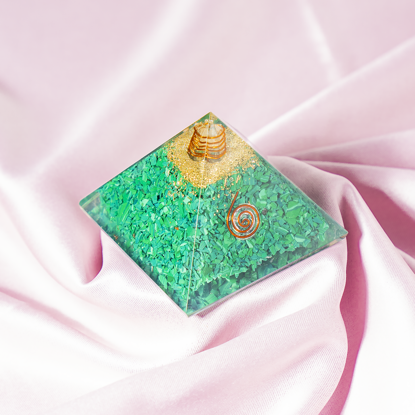 Orgone Pyramid |Synthetic Malachite | Crystal Energy Pyramid