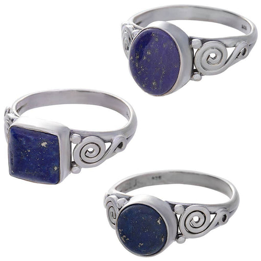 Lapis Lazuli Assorted Shapes Spiral Band Ring