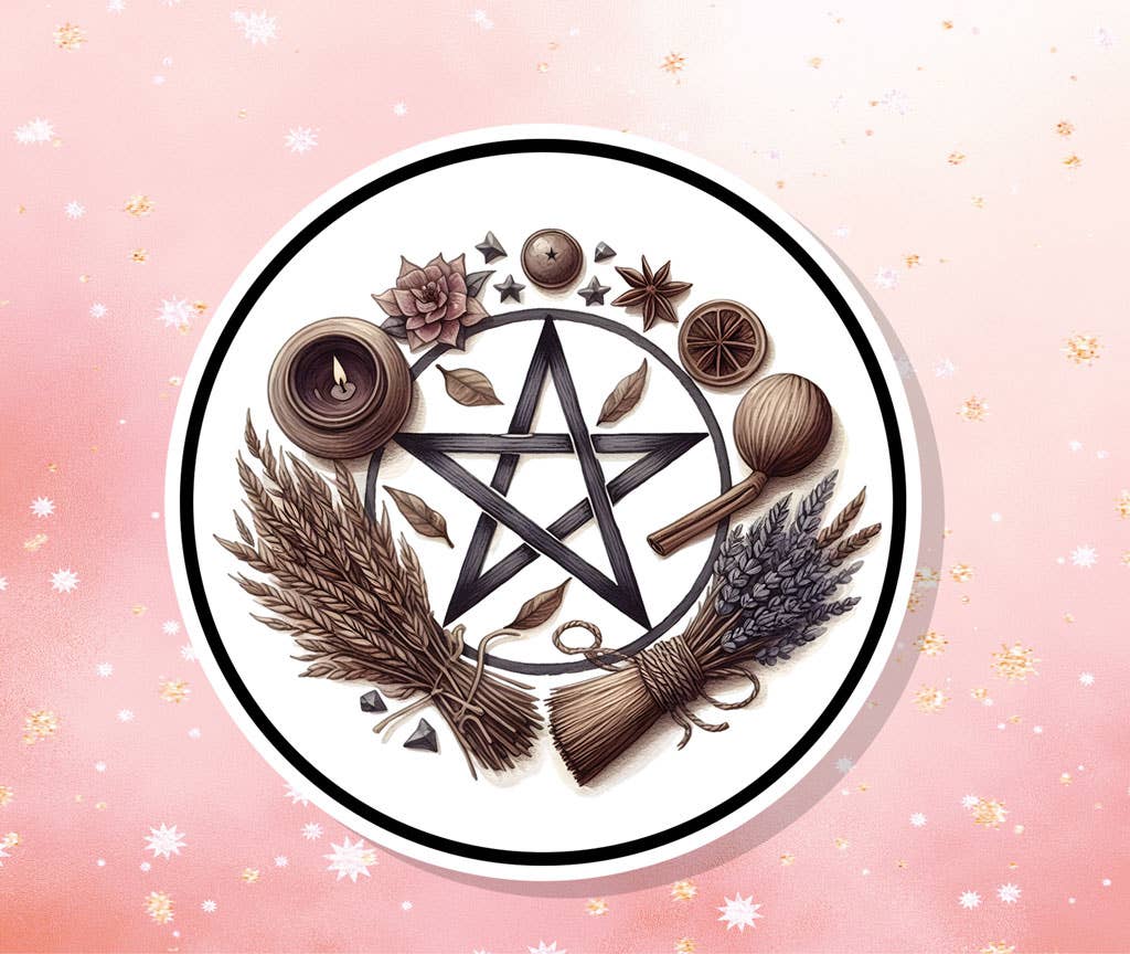 Pentacle Herb Air Fire Water Earth Spirit Vinyl Sticker