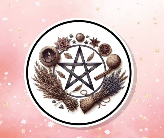 Pentacle Herb Air Fire Water Earth Spirit Vinyl Sticker