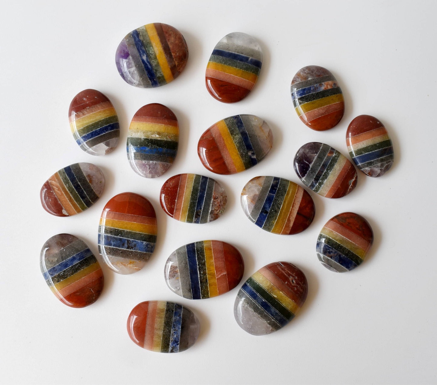 Bonded Chakra Worry Stones, Pocket Crystal, Thumb Stones