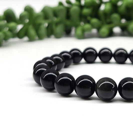 Black Tourmaline Bracelet Stretchable 8mm Beads, 7.5 inches
