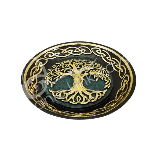 Incense Holder - Tree Of Life Black 4.85"Dia. X 0.80"T